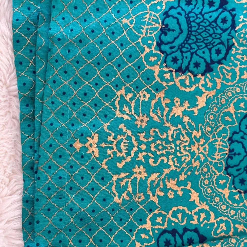 Vibrant Teal and Pink Boho Embroidered Pants - Picture 5 of 6
